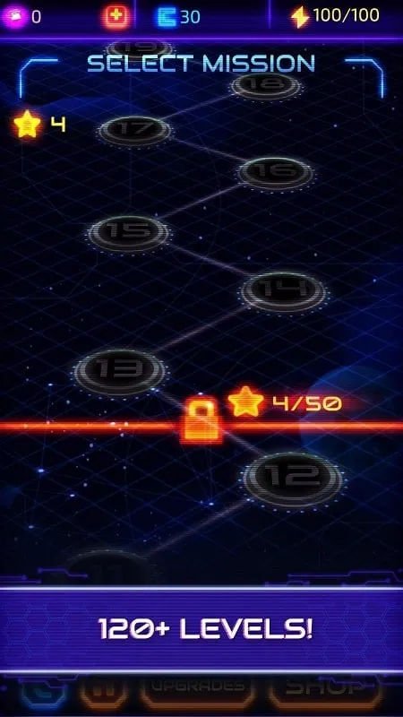 Neonverse gameplay displaying the God Mode feature in action, with the player's spaceship withstanding enemy fire.