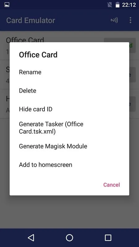 NFC Card Emulator Pro settings and options