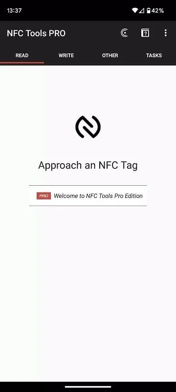 Giao diện NFC Tools mod hiển thị các tính năng premium