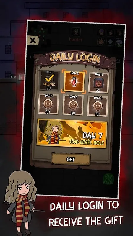 Gameplay screenshot showcasing unlimited money and drinks in Nightmare Dorm MOD APK.