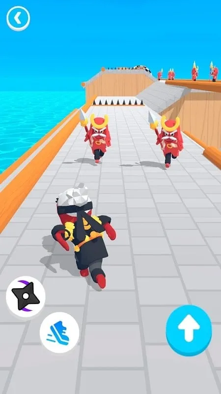 Menu do MOD APK do Ninja Escape com opções de modificação.