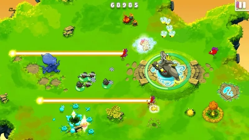 Gameplay of Ninja Hero Cats Premium highlighting the diverse enemies.