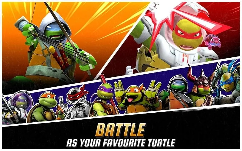 Character selection screen in Ninja Turtles Legends.