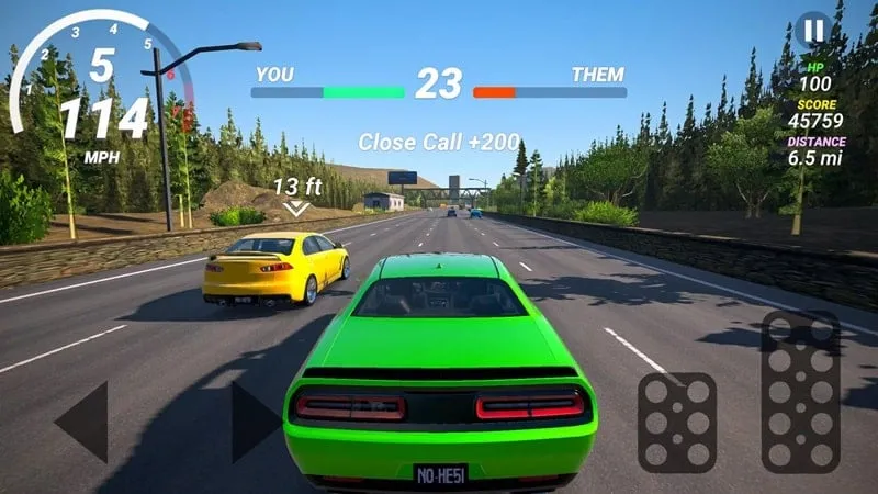 Tangkapan layar toko dalam game dengan uang tak terbatas di No Hesi Car Traffic Racing.