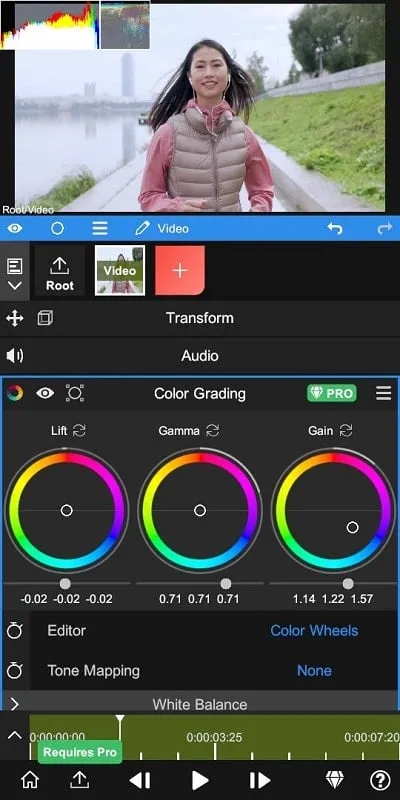 Interfaz de Node Video mod mostrando funciones premium