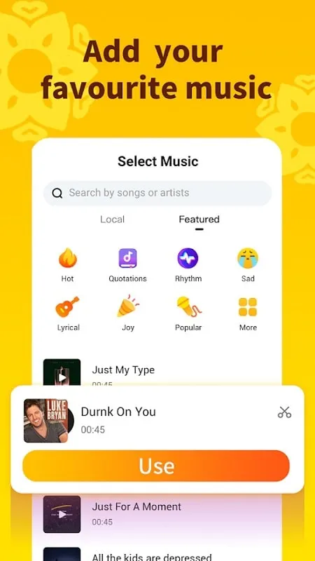 Exploring music options in Noizz mod apk