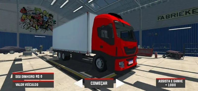 Tampilan uang tak terbatas di Nordeste Truck MOD APK