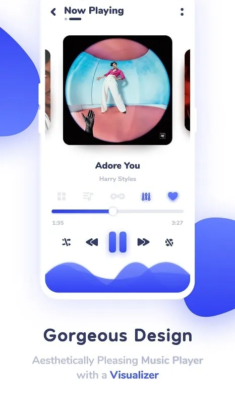 Interface do mod Nyx Music Player com lista de músicas e configurações de equalizador