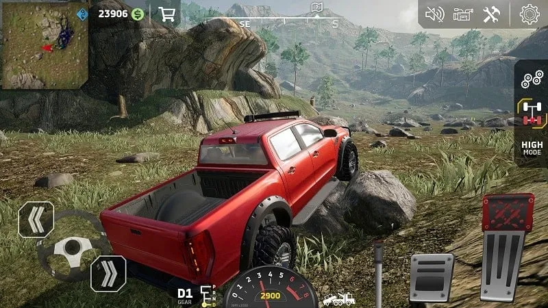 Tampilan upgrade mobil di Off Road MOD APK untuk meningkatkan performa.