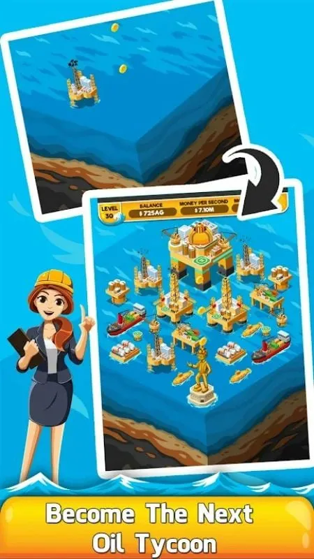 Panduan menggunakan menu mod di Oil Tycoon 2 untuk akses unlimited money.