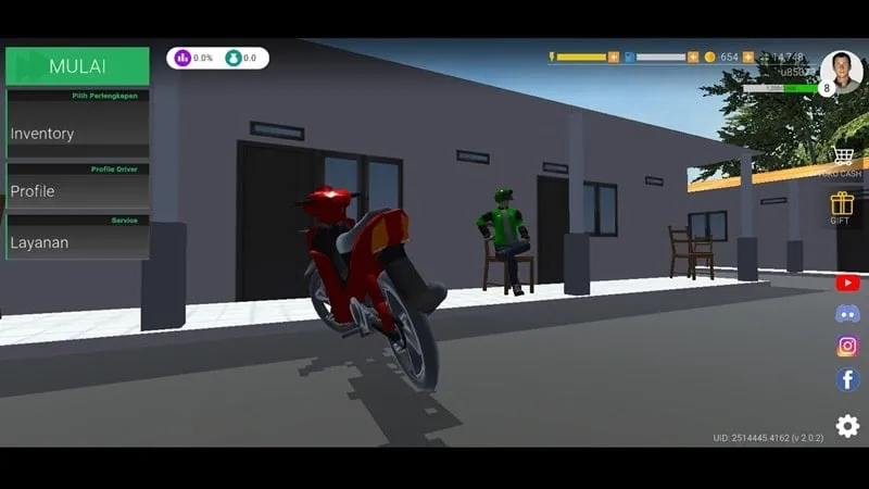 A screenshot of the Ojol The Game shop interface showcasing various motorcycle options available for purchase.