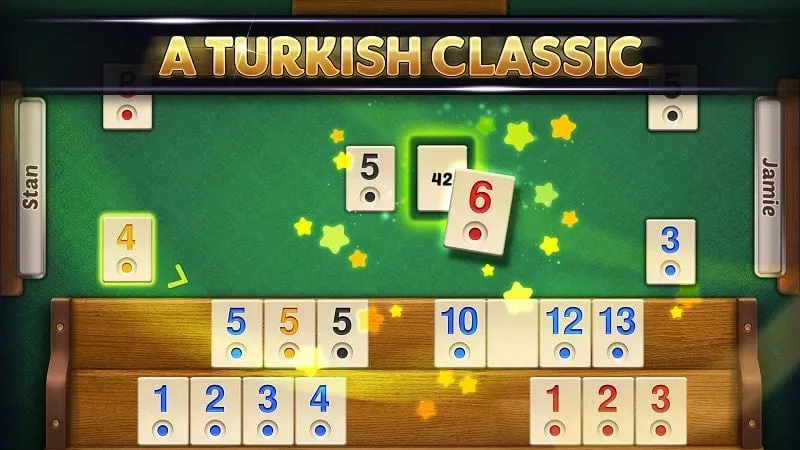 Screenshot displaying the unlimited money feature in the Okey MOD APK.