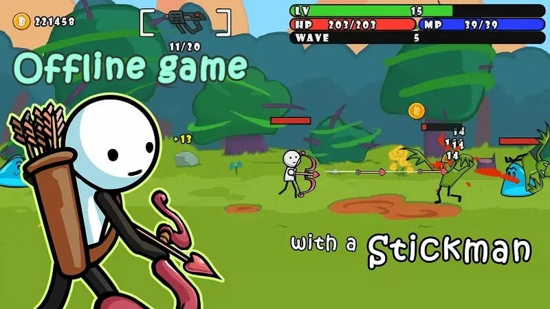 Lingkungan beragam dalam game One Gun Stickman.