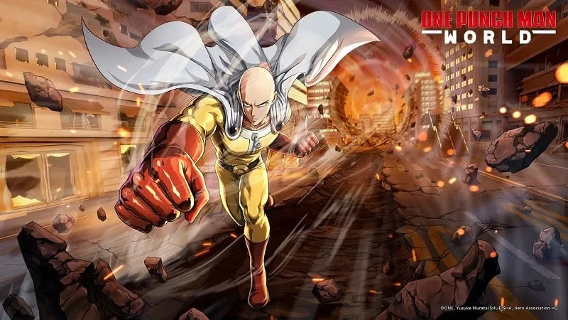 One Punch Man World gameplay on a mobile phone.