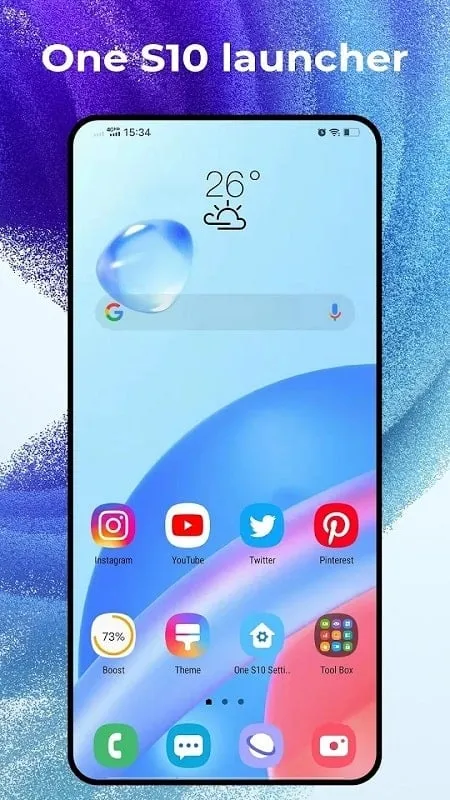 Giao diện One S10 Launcher mod hiển thị các tính năng premium