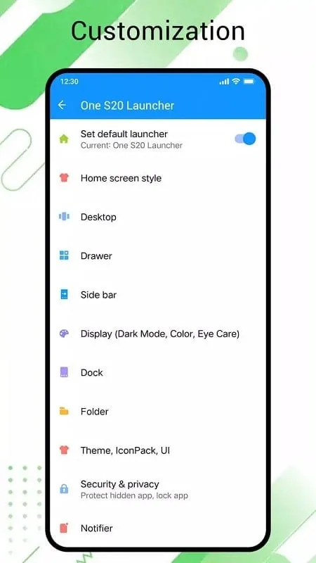One S24 Launcher showcasing a variety of wallpaper options