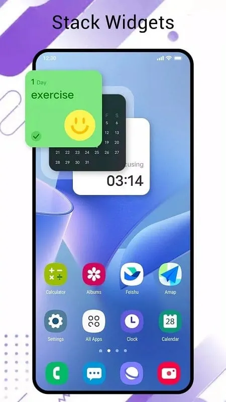 One S24 Launcher mod settings menu highlighting personalization options