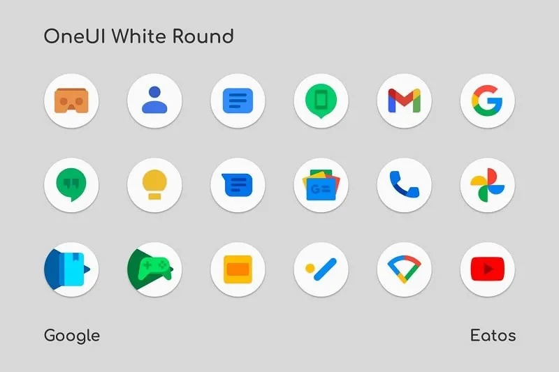 OneUI 3 White Round Icon Pack aplicado à tela inicial