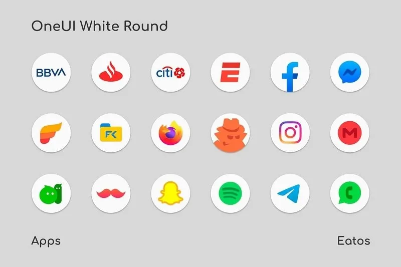 Recursos do mod OneUI 3 White Round Icon Pack