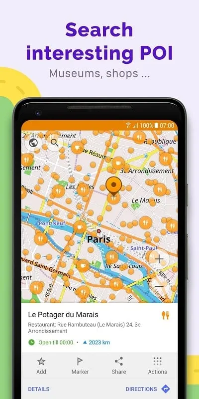 OsmAnd+ mod navigation with traffic overlay