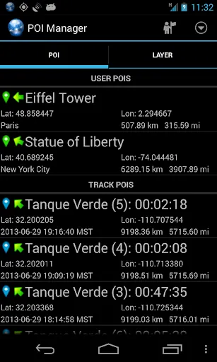 Ultra GPS Logger interface showing various features