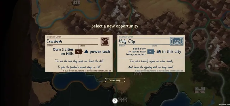 A screenshot showcasing the building and upgrade options in Ozymandias.