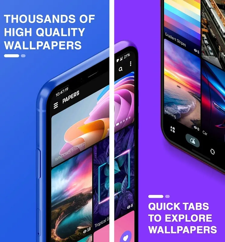 PAPERS Wallpapers mod interface showing premium features