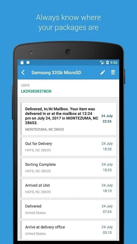 Parcels mod showcasing multiple courier support