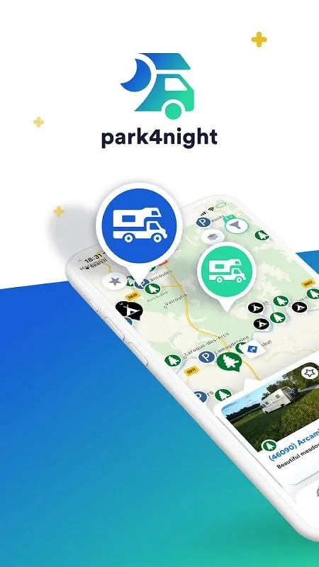 park4night mod interface showing premium features