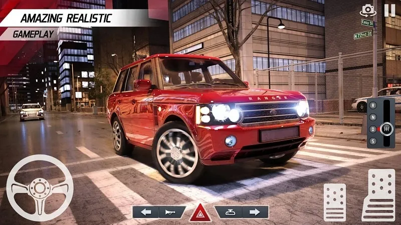 Gameplay screenshot of Parking Man 3 showcasing a car parked in a challenging spot.