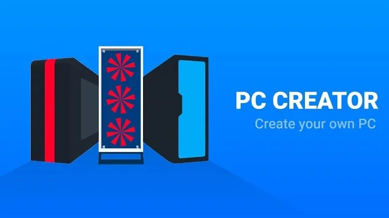 Welcome screen of PC Creator on a mobile device.