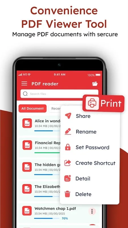 Tampilan antarmuka PDF Reader mod dengan fitur premium