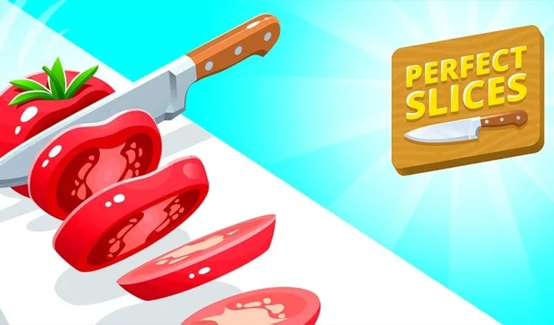 Fatiando alimentos no jogo Perfect Slices.