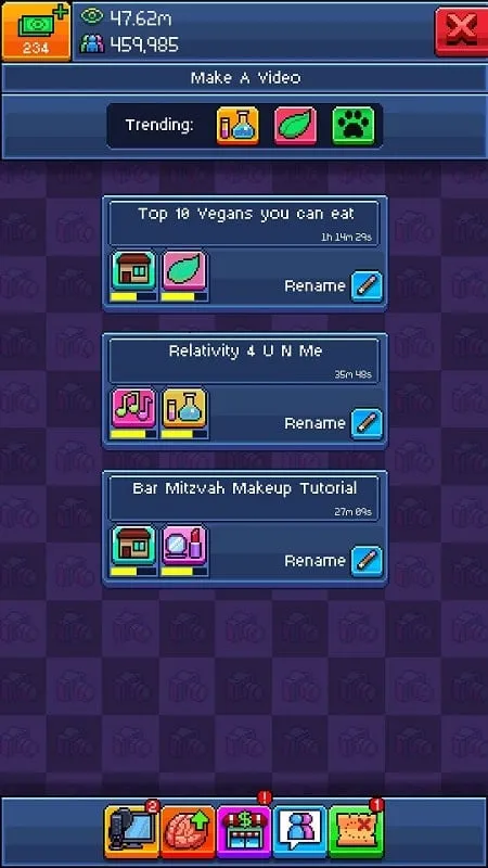 Usando dinero infinito para mejoras y personalización en el juego.