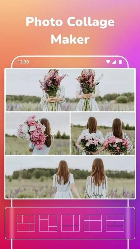 Photo Collage Maker Editor mod interface showing premium features