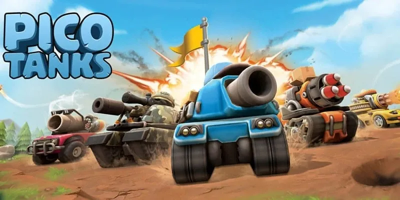 Tampilan layar utama Pico Tanks yang menunjukkan gameplay.