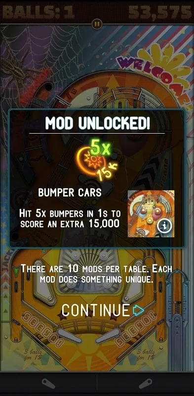 Gameplay screenshot of Pinball Deluxe: Reloaded showing various in-game elements.