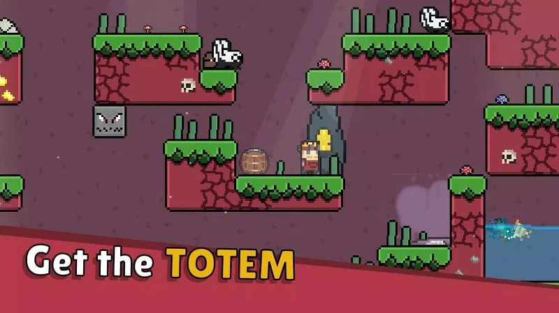 Pixelated character selecting a new character from a menu in Pixel Caves.