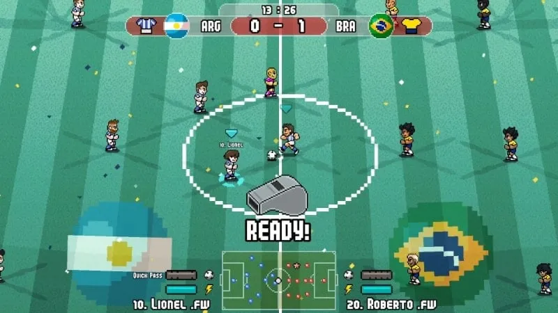 Tangkapan layar gameplay Pixel Cup Soccer.