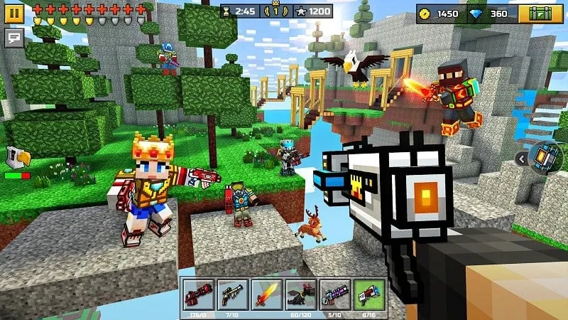 Jugabilidad del mod de Pixel Gun 3D con munición infinita.