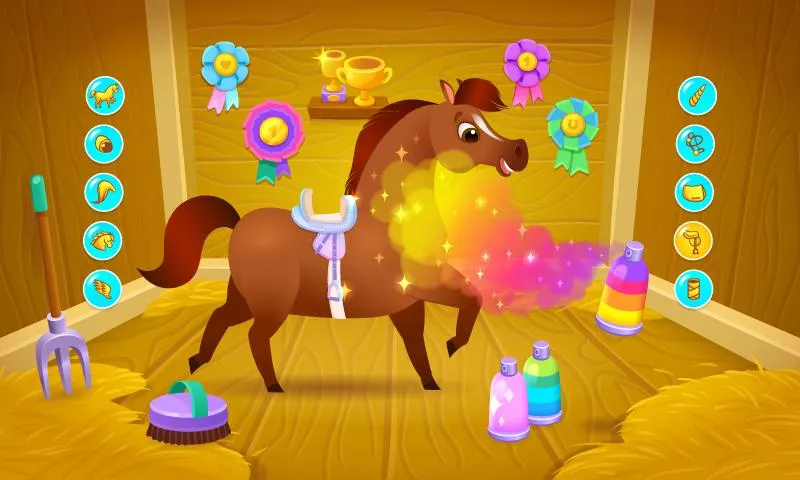 Screenshot de um dos minijogos em Pixie the Pony, Corrida de Pôneis.