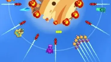 Destroying a planet in Planet Smash with various weapons.