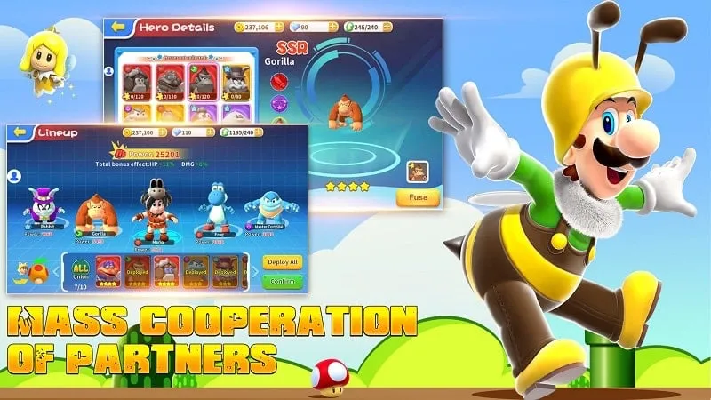 In-game screenshot of Plumber Bro showcasing the mod menu with damage and defense multipliers.