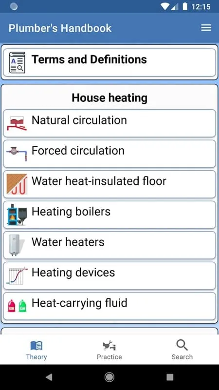 Interface do mod Plumbers Handbook mostrando recursos premium