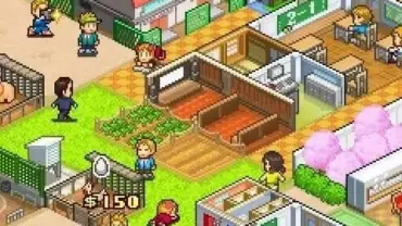 A screenshot of the Pocket Academy game interface showing various buildings and facilities.