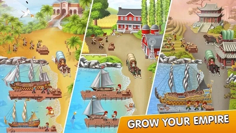 Interfaz de usuario de Pocket Ships Tap Tycoon que muestra la función de mejora con el MOD.