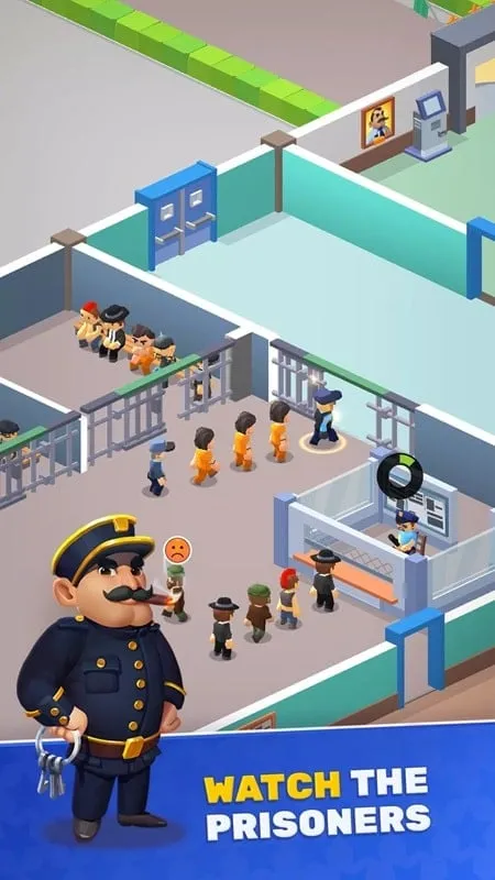 Screenshot gameplay Police Department Tycoon yang menampilkan sumber daya tak terbatas.