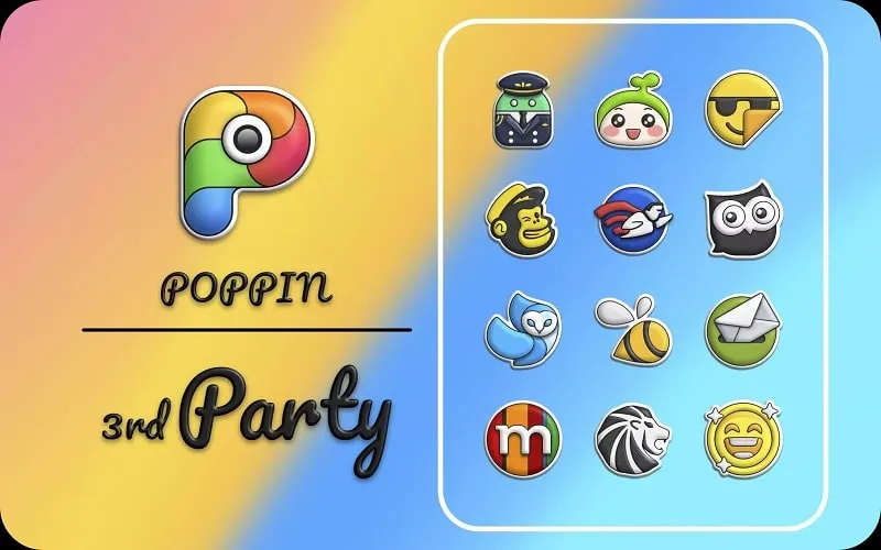 Tampilan antarmuka Poppin Icon Pack MOD dengan fitur premium