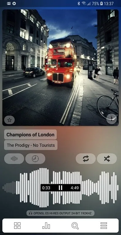 Poweramp interface showcasing various artistic elements