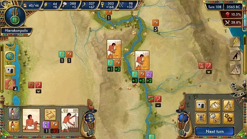 Captura de pantalla de Predynastic Egypt mostrando el juego.